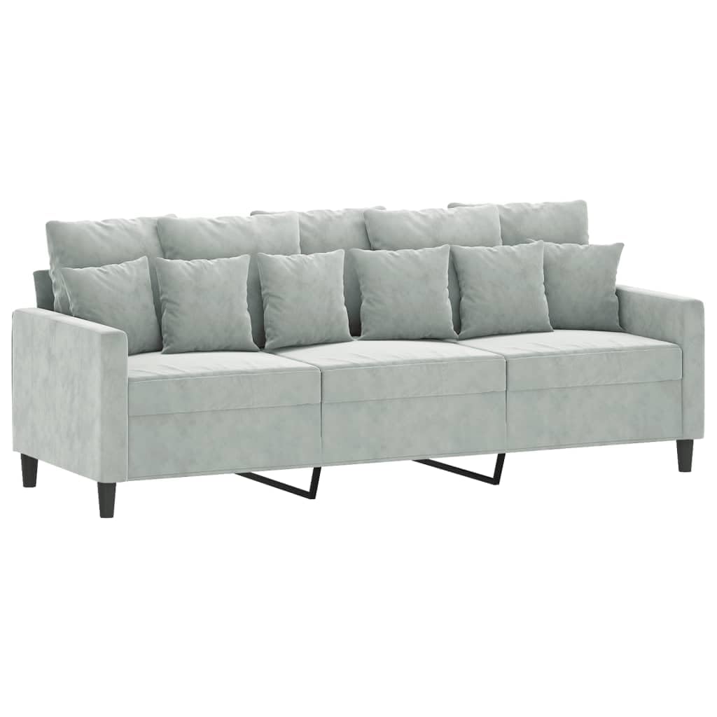 Willood Sofá de 3 Plazas, Asiento con Reposabrazos Respaldo, Sillón de Descanso Relax Televisión, Sofá Tapizado para Salón, Tela Gris Claro