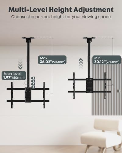 Putilsen Mount Full Motion Ceiling TV Mount for 43"-86" TVs (Black) - image 4
