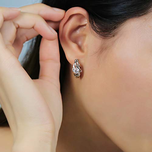 DovEggs Moissanite Earrings,Solid 10K White Gold Post 1ct Center 5mm F-G-H color Moissanite Hoop Earrings 14K Gold QUALITY Sterling Silver Earrings with Accents for Women3