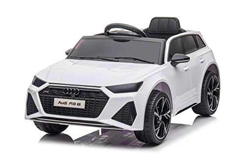 Kinderfahrzeug - Elektro Auto Audi RS6 - lizenziert - 12V7AH Akku und 2 Motoren- 2,4Ghz + MP3 + Leder + Eva (Weiss)