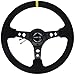NRG Innovations RST-006S-Y Reinforced Steering Wheel (350mm Sport Steering Wheel (3" Deep) - Suede Black Stitchwith Yellow Center Mark)