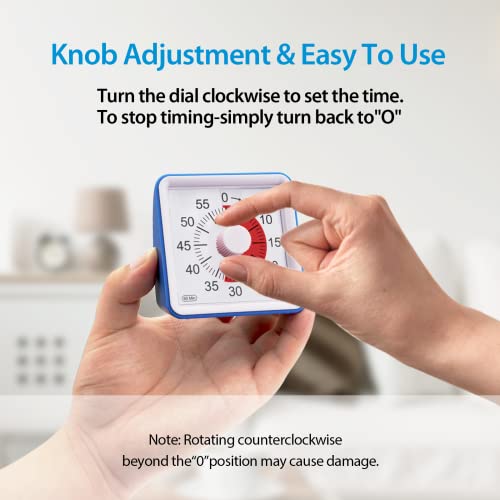 Visual Timer - Kitchen Timer For Kids, Toddler, Autism, Adhd Or Adults - 60-Minute Countdown Time Management Tool For Classroom, Cooking, Office (Batteries Included Blue) #TOP1