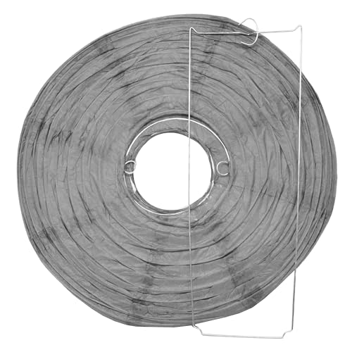 Image of Mudra Crafts 12 Inch Round Chinese Gray Paper Lanterns Hanging Decor | 10 PCs, Reusable, Indoor Outdoor Decorative Lamp Shade, for Ceiling, Wedding, Shower, Party, Festival, Home Decoration