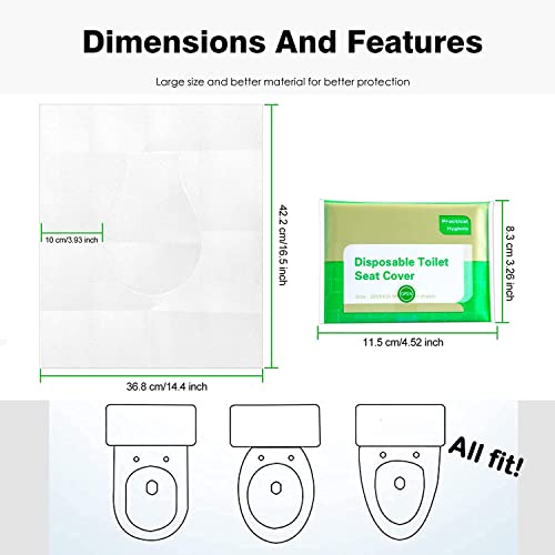 Sawanork 50 Pcs Flushable Paper Toilet Seat Covers for Adults and Kids, Disposable Travel Essential Accessories for Airplane, Road Trips, Camping