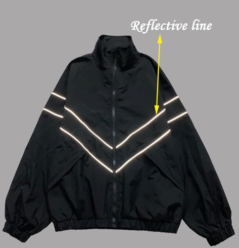 LZLRUN Y2k Vintage Jacket for Men and Women Zip Up Reflective Jacket Y2k Clothing Varsity Jacket Lightweigh Punk Jacket3
