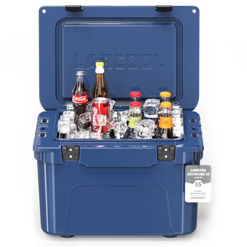 Image of Rotomolded Hard Cooler, Portable Small Ice Chest with 3-Inch Insulation, Heavy-Duty Beach Cooler for Camping, Fishing, Boating, Picnic, BBQ, Travel