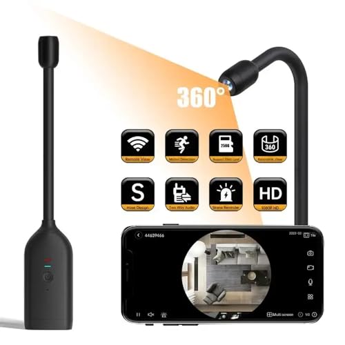 TECHNOVIEW 360 Degree View Full HD 1080p WiFi Fisheye Camera Goose Neck Surveillance, Two Way Audio, Motion Detection, WiFi Smart Security Camera App Name - V380 Pro 4 411GMpKfehL