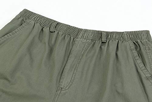 Mens Elastic Waist Lightweight Relaxed Straight Multi Pockets Cargo Pants4