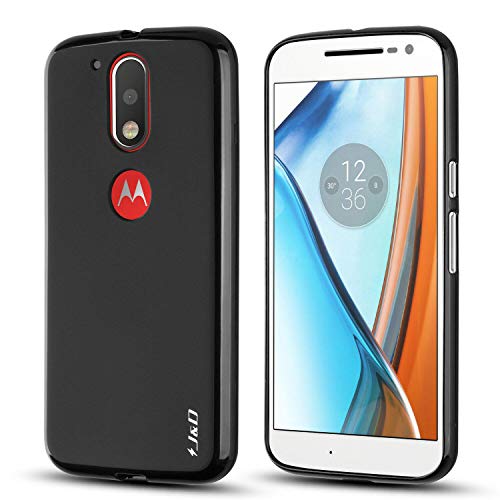 J&D Compatible para Moto G4/Moto G4 Plus Funda, [Cojín Fino] [Parachoques Ligero] [Protección contra Caídas] Resistente Funda TPU Protectora para Motorola Moto G4/Moto G4 Plus - Negro