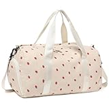 BLUBOON Duffle Bag Girls Kids Cute Gym Bag with Shoes Compartment & Wet Separation Waterproof Sports Overnight Travel Bag(Corduroy Strawberry)