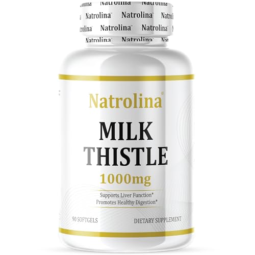 Natrolina Milk Thistle Extract 1000mg -90 Softgels Double Strength for Enhanced Liver Health Detoxification & Weight Management | Boost Immune System Antioxidant Support Toxin Removal | Non-GMO