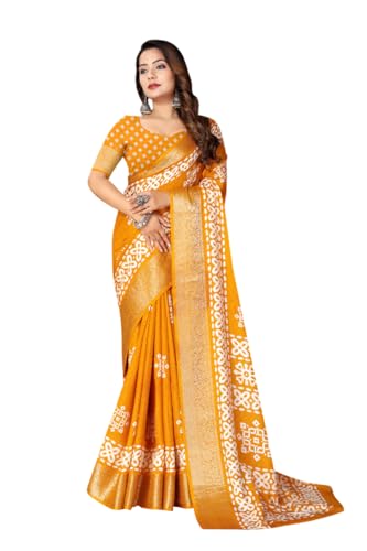 Image of Dola Silk Saree with Blouse Piece Intricate White Art Print and Zari Border | Perfect for Festive Occasions | Dola Silk | Silk Saree | Cotton Silk Saree | Silk Saree Collection.
