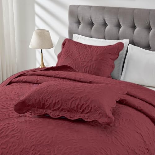 Image of Kingnex Oversized King Bedspreads 128x120 Burgundy