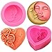 Moldes de Silicona Forma de Cara de Sol y Luna de Corazón de Flores de Rosa 3D Moldes de Chocolate para Tarta Casera Moldes de Pastel de Silicona Fondant 3D Molde de Corazón Molde Hornear 2 Piezas