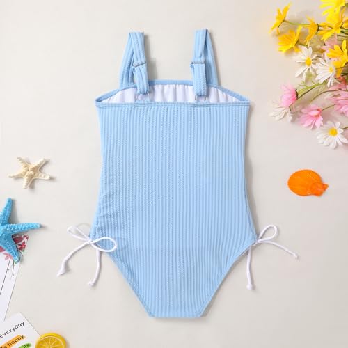 Girls Swimsuit One Piece Bathing Suit Adjustable Straps Solid Color Cut Out Butterfly Girls' Swimwear for 7-14Y3