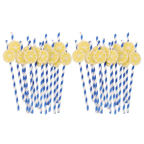 DOITOOL 50pcs Pitillos de Papel Rayados para Fiesta Tropical miniatura 1