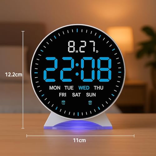 Image of AERYS Digital LED Alarm Clock with Large Display, Date & Day,12 /24Hr, & Calender - Modern & Desk Clock for Students,Office,Bedroom,Living Room,Home Decor,Corporate(Moon Alarm Clock)