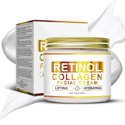 Crema viso al collagene al retinolo, crema avanzata al collagene al retinolo per il viso con acido ialuronico, lifting e idratazione, riduce le linee sottili, rende la pelle piena di vitalità 70 g