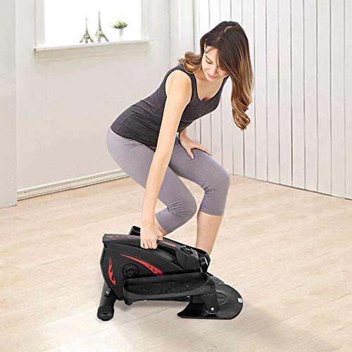 SSLine Elliptical Machines for Home Office Use Under Desk/Stand up Elliptical Trainer with LCD Monitor Mini Exercise Bike Compact Strider Foot Leg Pedal Exerciser Stepper for Small Space