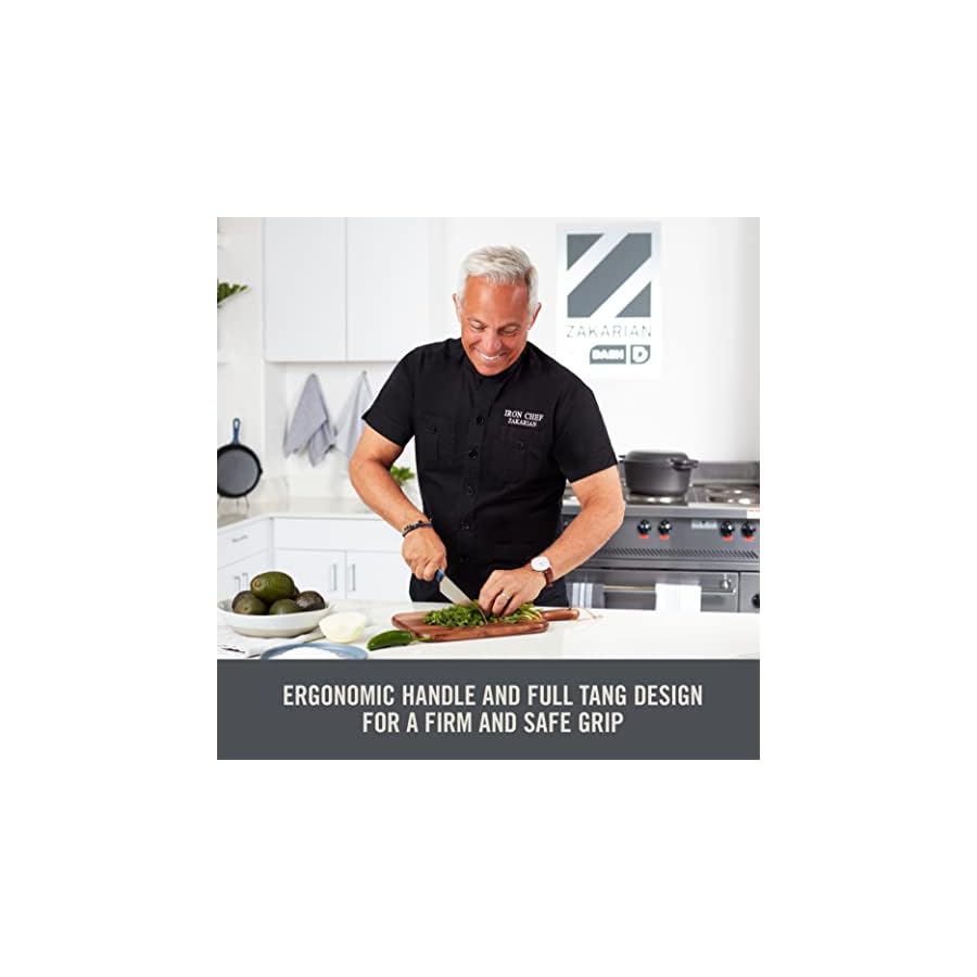 DASH-Zakarian-by-DASH-11-Piece-German-Steel-Kitchen-Knife-Set-with-7-Chef-5-Santoku-5-Serrated-Utility-35-Paring-6-Steak-Knives-and-Magnetic-Bamboo-Knife-Block-Blue DASH Zakarian by DASH 11-Piece German Steel Kitchen Knife Set with 7" Chef, 5" Santoku, 5" Serrated Utility, 3.5" Paring, 6 Steak Knives and Magnetic Bamboo Knife Block, Blue