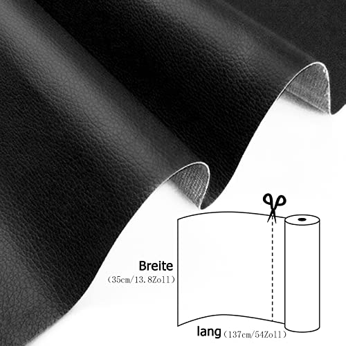 Kunstleder Reparaturset Selbstklebend - Sofa & Auto Leder Reparieren | Einfache Riss-Behebung | 44x300 Cm Meterware In Schwarz