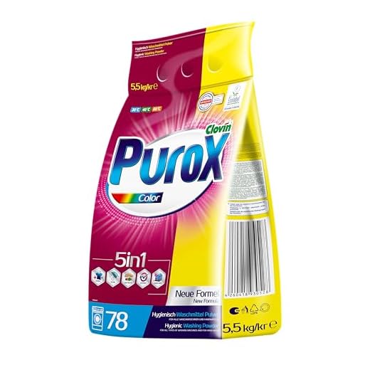 PUROX COLOR Waschpulver im Foliensack 78 Waschladungen 5,5 kg – Universelles Pulver für Farbige Textilien, Entfernt Flecken, Umweltfreundlich, Effizient, Schützt vor Kalk