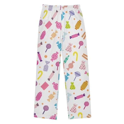 Lollipop Candy Cane Boys Long Pants Soft Trousers Elastic Waist Kids Lounge Bottoms with Pockets S-XL