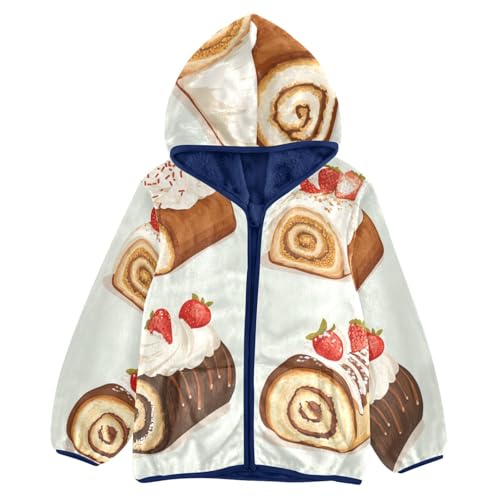 Swiss Roll Cakes Girls Fleece Jacket Girls Fall Jacket Girls Zip Up Hoodie Girls Sherpa Jacket 2-10T