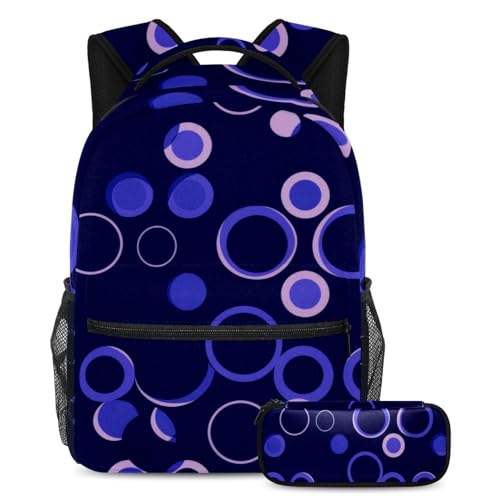 Sac à dos et trousse géométrique bleue avec bretelles rembourrées confortables