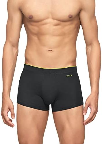 XYXX Men's Uno Micromodal Regular Fit Solid Antimicrobial Trunks with No Marks Waistband (Pack of 3)
