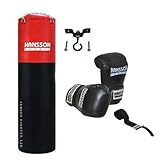 Hansson. Sports set pugilato: sacco da Boxe 120 cm di lunghezza + Guantoni da boxe 14 oz + fascia + supporto coperte
