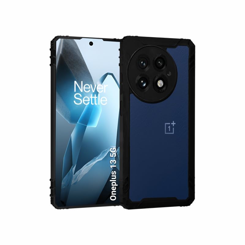 Image of AIBEX Crystal Clear Back Cover Case for OnePlus 13 5G | Shockproof & 360 Protection | Transparent Back | Anti-Yellowing | Slim Fit (PC + TPU, Black Bumper)