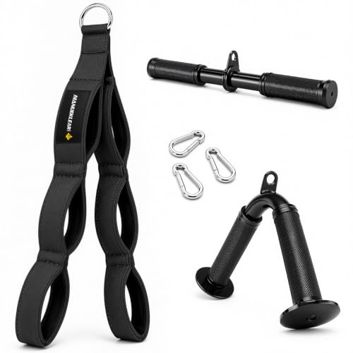 Image of MANUEKLEAR 24-Inch 3-Grip Tricep Rope Cable Attachment for Gym Greater ROM