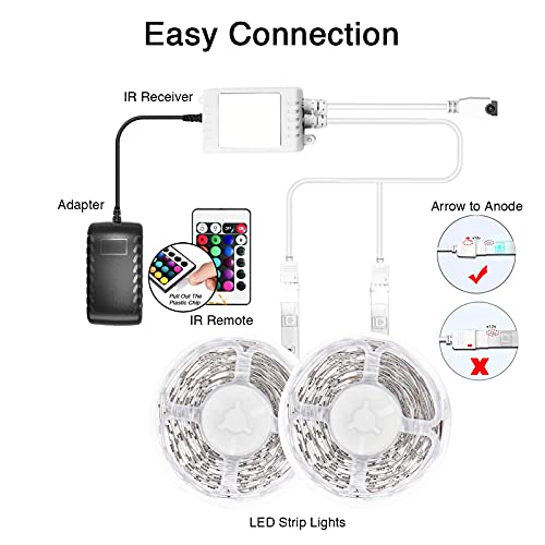 Daybetter Led Lights 50 Ft,2 Rolls Of 25Ft Rgb Led Strip Light With Remote Control,App Control,Music Sync,Multicolor Changing,Colorful Led Strips Lights For Bedroom #TOP1