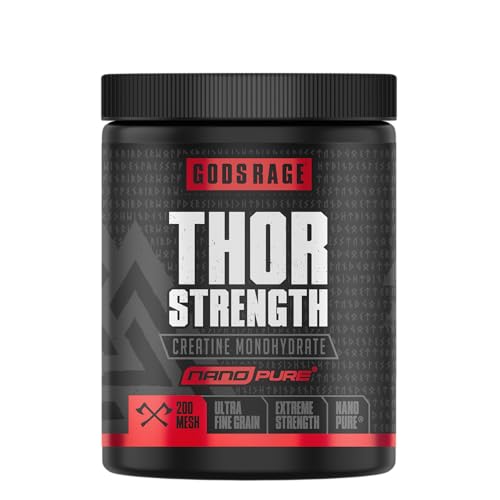 GODSRAGE Thor Strength Monohydrat Pulver 500g – Hochreines nanoPure® Kreatin – 5 g pro Portion, mikrofein (200 Mesh), vegan & geschmacksneutral