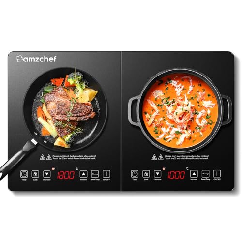 AMZCHEF Double Induction Hob, Induction Cooker...