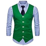 AMIV Anzugwesten Für Herrenelegante Herren-Anzugweste Klassische Grüne Leinenanzugweste Lässige Einreiher-Anzugweste Mit Taschen Hochzeitsweste Smoking-Anzugwesten,M