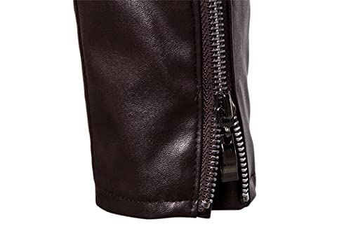 Chaqueta de cuero para hombre estilo moto ajustada miniatura 6