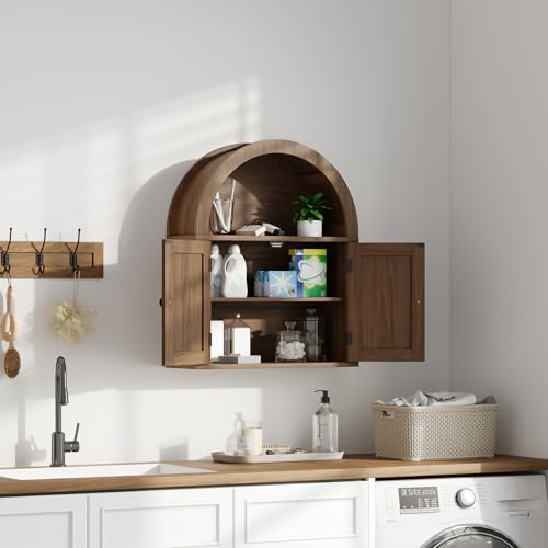 Image of ChooChoo Arched Wall Cabinet, Double Door Medicine Cabinet with Shelf