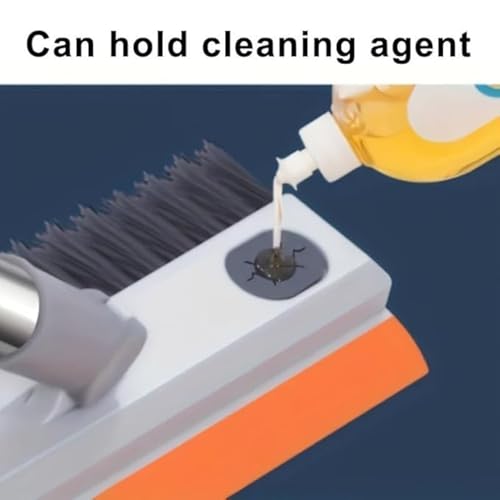 Image of Magic Broom Silicone Floor Wiper - Heavy Duty, Durable & Efficient Floor Cleaning Tool Stainless Steel Extendable Handle Bathroom and Kitchen Squeegee Wiper(Multicolor) (Orange 3 in 1 Wiper)