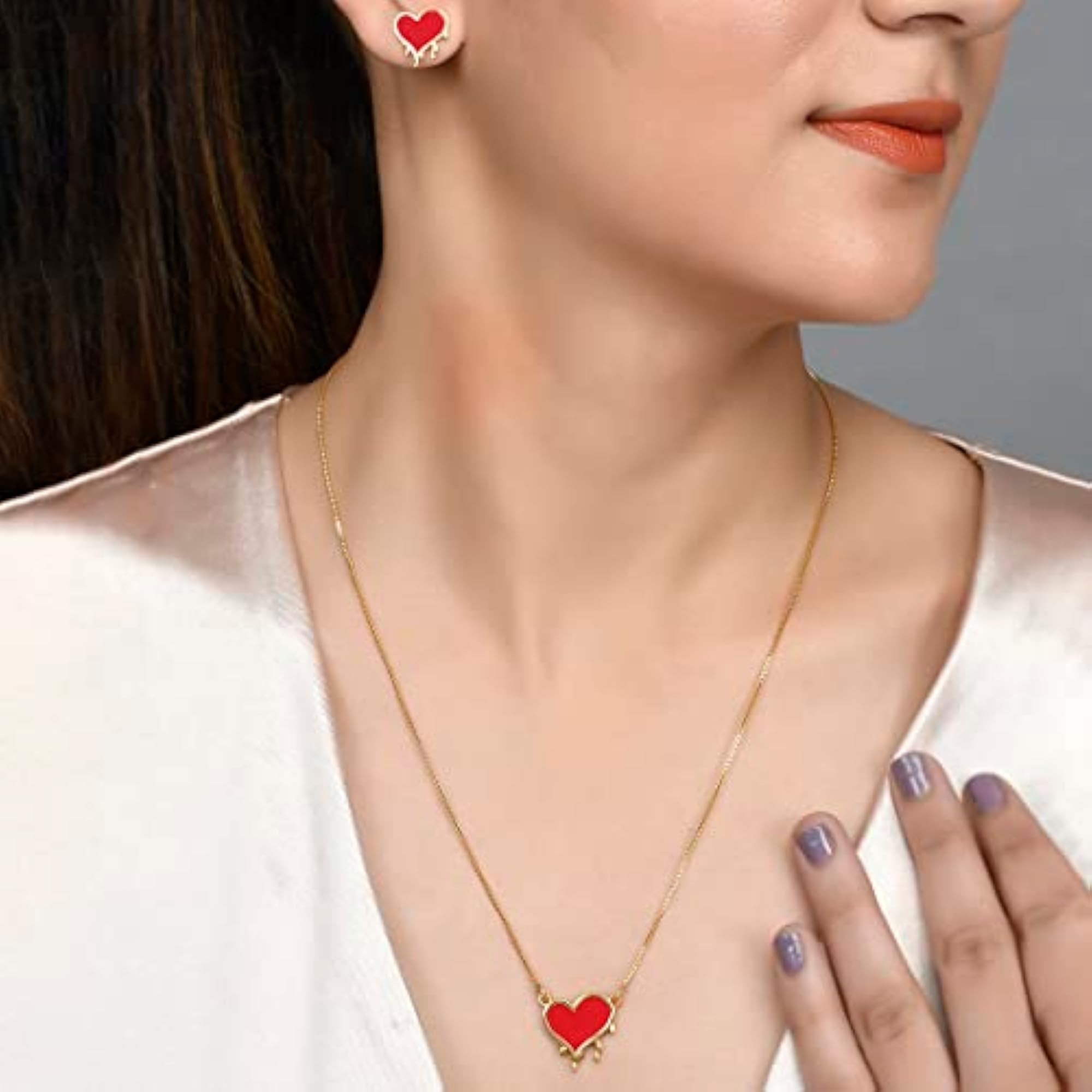 Asymmetrical Hearts Pendant Set - Collection