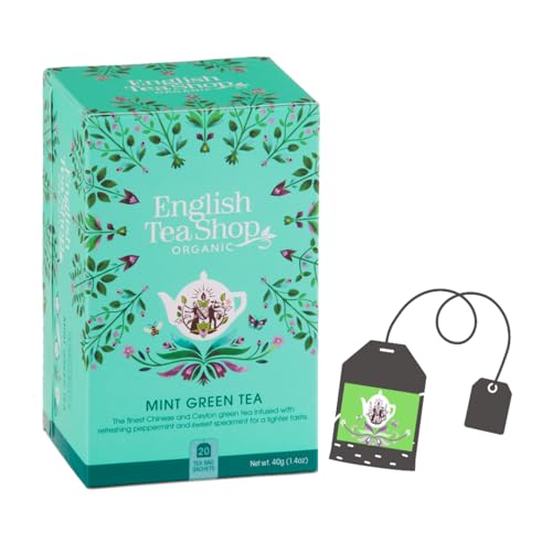 English Tea Shop | Tè Verde BIO Menta Piperita e Menta Verde | Infusione Menta e Tè Verde in Scatola Eco Box - 20 Filtri