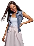 Mit dieser Weste mit Abnähern können Sie Ihren Casual-Look perfekt abrunden. Diese Jeansweste von oodji lasst sich ideal mit dem Modell 14305023-4B Weiß (1000N) kombinieren