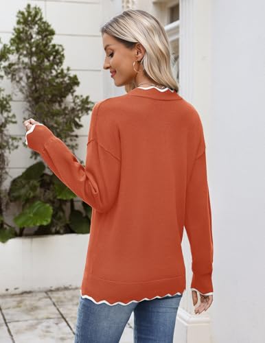 Image of Zeagoo Women's 2026 Fall V Neck Sweater Long Sleeve Lightweight Knit Tops