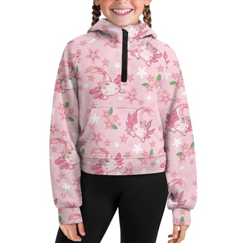 Girls Hoodies Sweatshirts Long Sleeve Half Zip Up Pullover Tops with Pockets Fall Winter Sweatshirts for Kids2