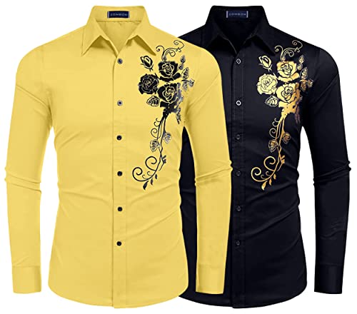 Image of Zombom Men's Regular Fit Cotton Blend Printed Full Sleeve Casual Shirts