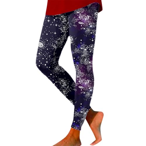 Fashion Carnival 2026 Leggings casuales con estampado de estrellas galaxias – Pantalones de entrenamiento de corte alto para correr fitness, Negro , M