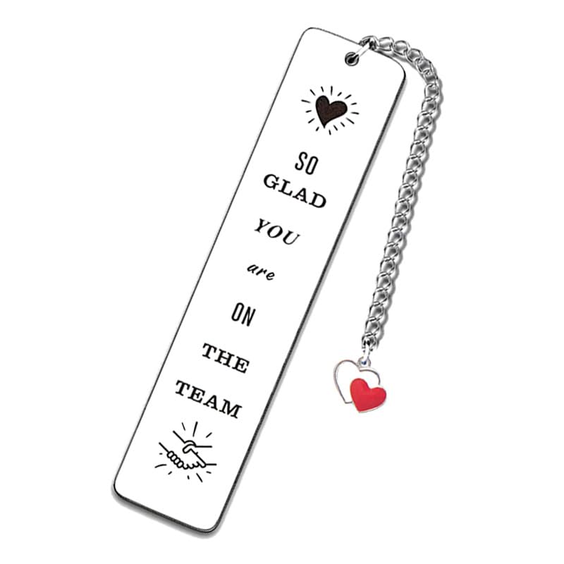 So Glad You are on The Team Bookmark Metal Bookmark Inspirational Gift Book Mark for Book Lovers Fans Stainless Steel Bookmark with Keychain Key Pendant Reader Gifts - Image 2