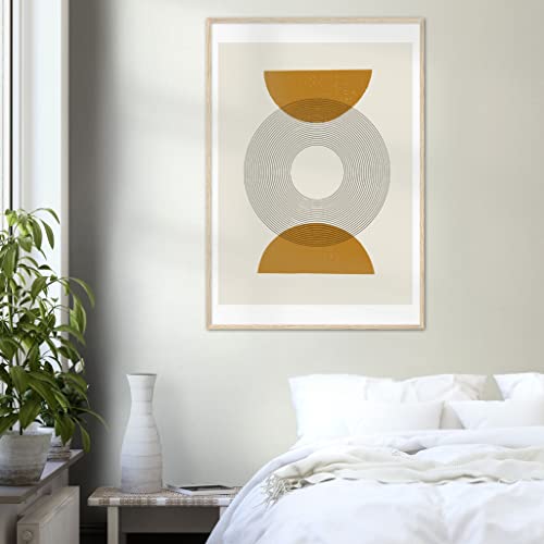 Art mural abstrait pour salon moderne : motif moutarde 70x100