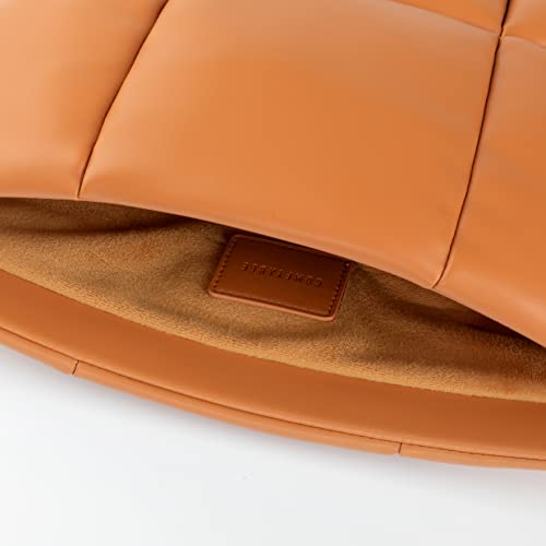 Comfyable Puffy Laptop Sleeve 13 Inch 14 Inch, Puffer Laptop Carrying Case For Women, Pillow Case Compatible For Macbook Air M2 M1, Macbook Pro 13 Inch 14 Inch, 13 In 14 In Pu Leather Cover, Caramel #TOP3